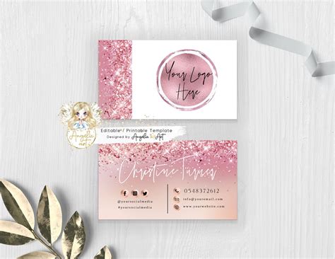 rose gold business card template.